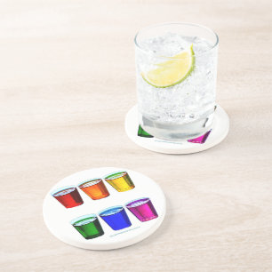 SlipperyJoe's shot glasses six cups arranged horiz Coaster
