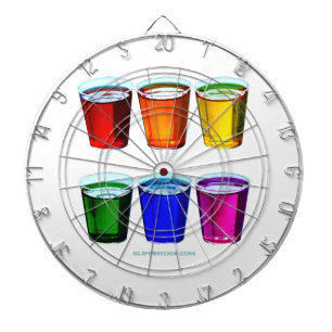 SlipperyJoe's shot glasses six cups arranged horiz Dart Board
