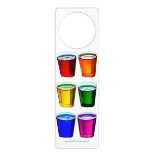 SlipperyJoe's shot glasses six cups arranged horiz Door Hanger