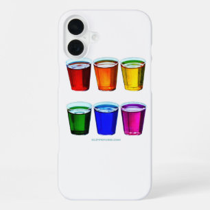 SlipperyJoe's shot glasses six cups arranged horiz iPhone 16 Plus Case