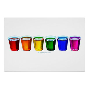 SlipperyJoe's shot glasses six cups arranged horiz Poster