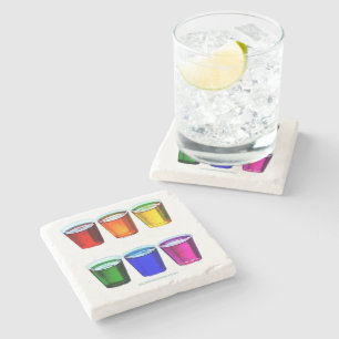 SlipperyJoe's shot glasses six cups arranged horiz Stone Coaster
