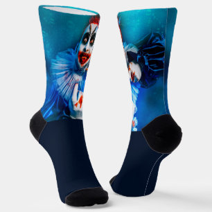 SlipperyJoe's sinister Halloween clown figure smea Socks