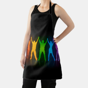Slipperyjoe's six standing silhouettes arms raised apron