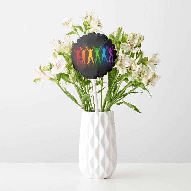 Slipperyjoe's six standing silhouettes arms raised balloon (Vase)