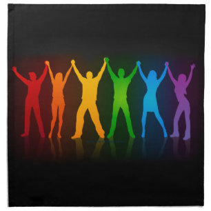 Slipperyjoe's six standing silhouettes arms raised cloth napkin
