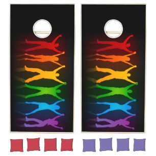 Slipperyjoe's six standing silhouettes arms raised cornhole set