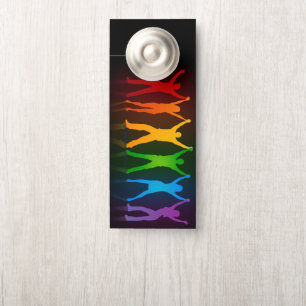 Slipperyjoe's six standing silhouettes arms raised door hanger