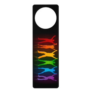Slipperyjoe's six standing silhouettes arms raised door hanger