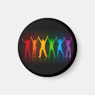 Slipperyjoe's six standing silhouettes arms raised magnet
