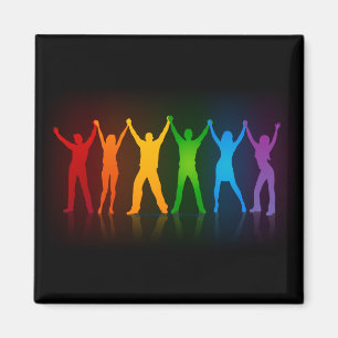Slipperyjoe's six standing silhouettes arms raised magnet