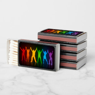 Slipperyjoe's six standing silhouettes arms raised matchboxes