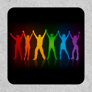 Slipperyjoe's six standing silhouettes arms raised patch