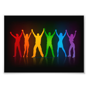 Slipperyjoe's six standing silhouettes arms raised photo print