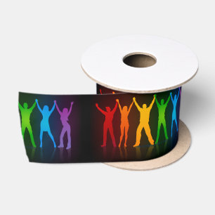 Slipperyjoe's six standing silhouettes arms raised satin ribbon