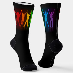 Slipperyjoe's six standing silhouettes arms raised socks