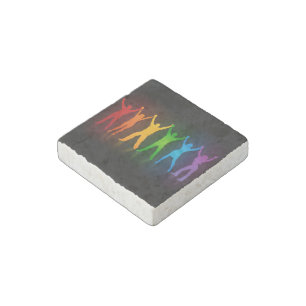 Slipperyjoe's six standing silhouettes arms raised stone magnet
