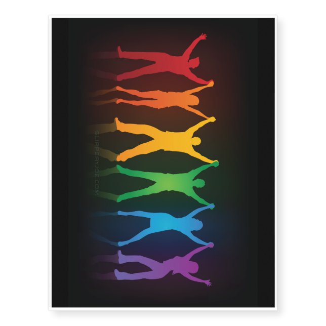 Slipperyjoe's six standing silhouettes arms raised temporary tattoos (Front)