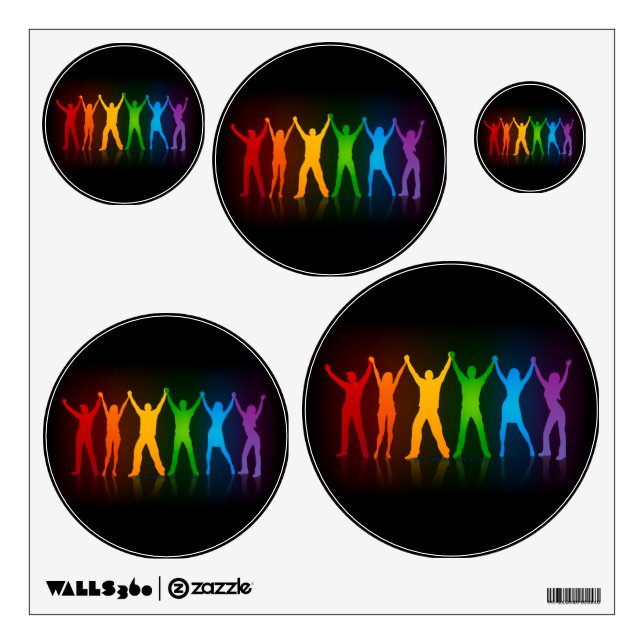 Slipperyjoe's six standing silhouettes arms raised wall decal (Front)