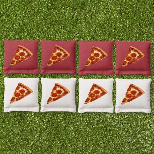 SlipperyJoes Sliced Pizza pepperoni cheese delici Cornhole Bags