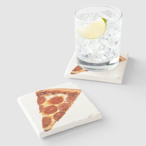 SlipperyJoes Sliced Pizza pepperoni cheese delici Stone Coaster