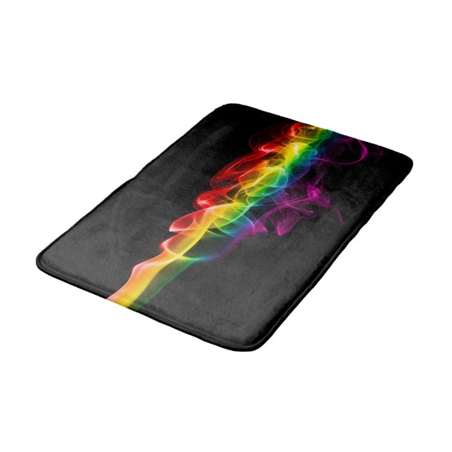 SlipperyJoe's smoke vivid rainbow-colors celebrate Bath Mat (Angled)