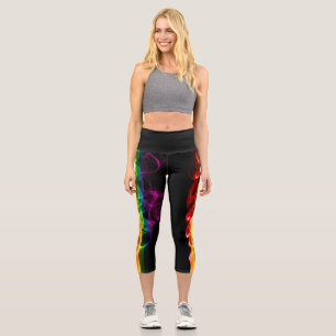 SlipperyJoe's smoke vivid rainbow-colors celebrate Capri Leggings