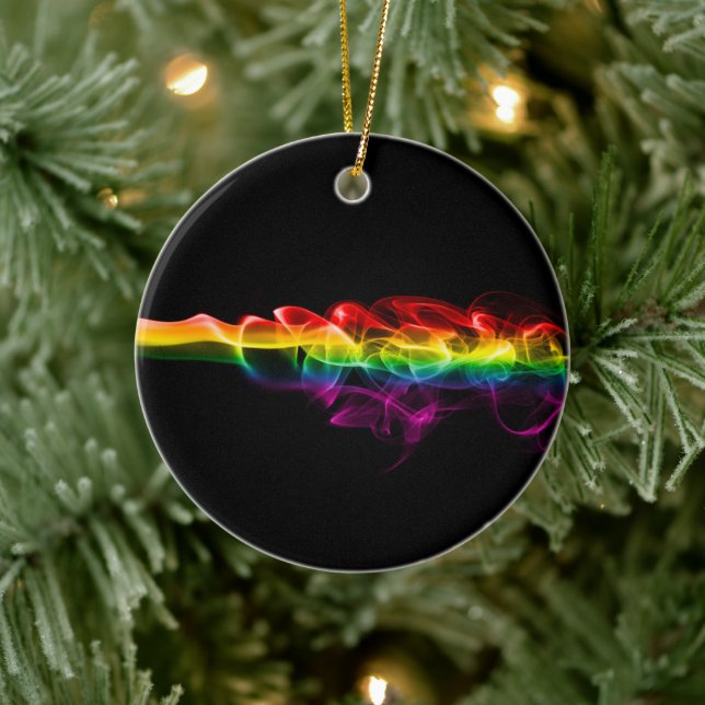 SlipperyJoe's smoke vivid rainbow-colors celebrate Ceramic Ornament (Tree)
