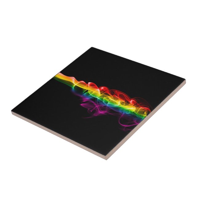 SlipperyJoe's smoke vivid rainbow-colors celebrate Ceramic Tile (Side)
