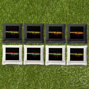 SlipperyJoe's smoke vivid rainbow-colors celebrate Cornhole Bags