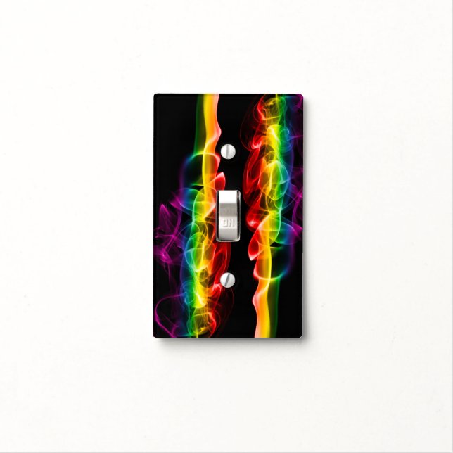 SlipperyJoe's smoke vivid rainbow-colors celebrate Light Switch Cover (In Situ)