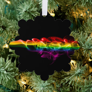 SlipperyJoe's smoke vivid rainbow-colors celebrate Ornament Card