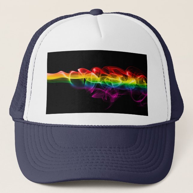 SlipperyJoe's smoke vivid rainbow-colors celebrate Trucker Hat (Front)