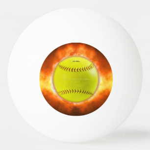 SlipperyJoe's softball on fire flames fireball ras Ping Pong Ball
