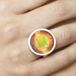 SlipperyJoe's softball on fire flames fireball ras Ring