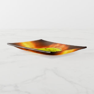 SlipperyJoe's softball on fire flames fireball ras Trinket Tray