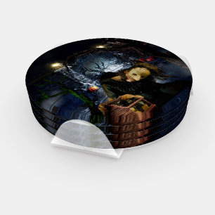 SlipperyJoe's spooky Halloween scary woods large i Coaster Set