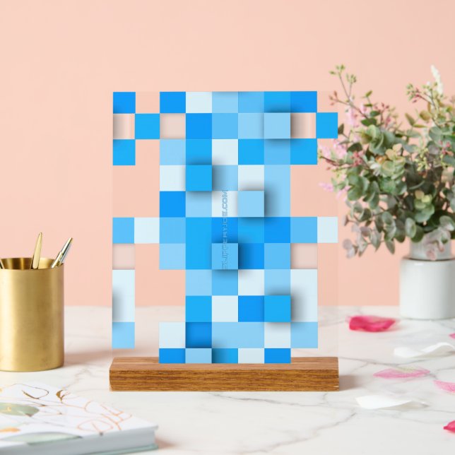 SlipperyJoe's squares artwork mosaic modern three- Acrylic Sign (Wedding)