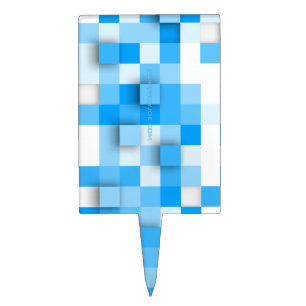 SlipperyJoe's squares artwork mosaic modern three- Cake Topper