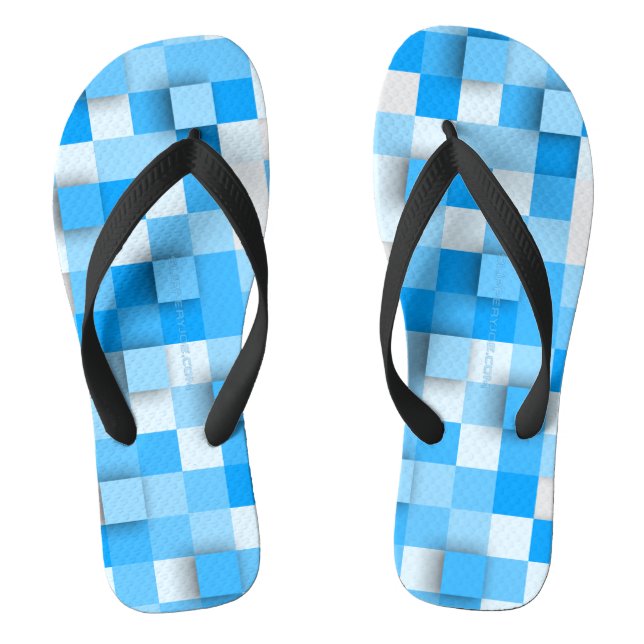 SlipperyJoe's squares artwork mosaic modern three- Flip Flops (Footbed)