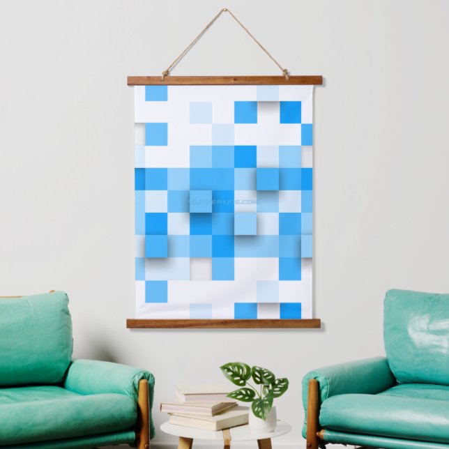 SlipperyJoe's squares artwork mosaic modern three- Hanging Tapestry (Living Room)