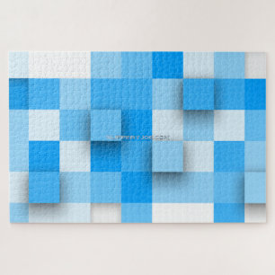 SlipperyJoe's squares artwork mosaic modern three- Jigsaw Puzzle