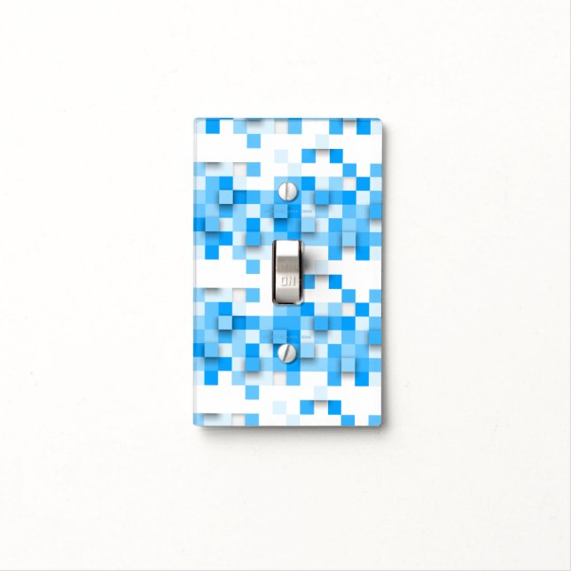 SlipperyJoe's squares artwork mosaic modern three- Light Switch Cover (In Situ)
