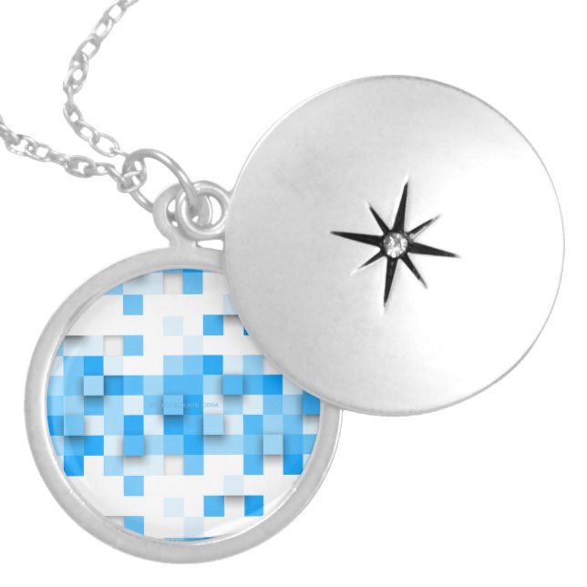 SlipperyJoe's squares artwork mosaic modern three- Locket Necklace (Front)