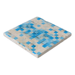 SlipperyJoe's squares artwork mosaic modern three- Trivet