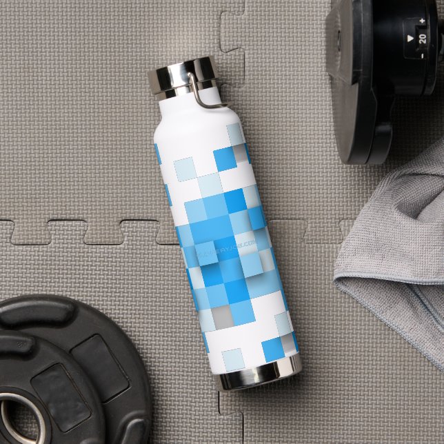 SlipperyJoe's squares artwork mosaic modern three- Water Bottle (Gym)