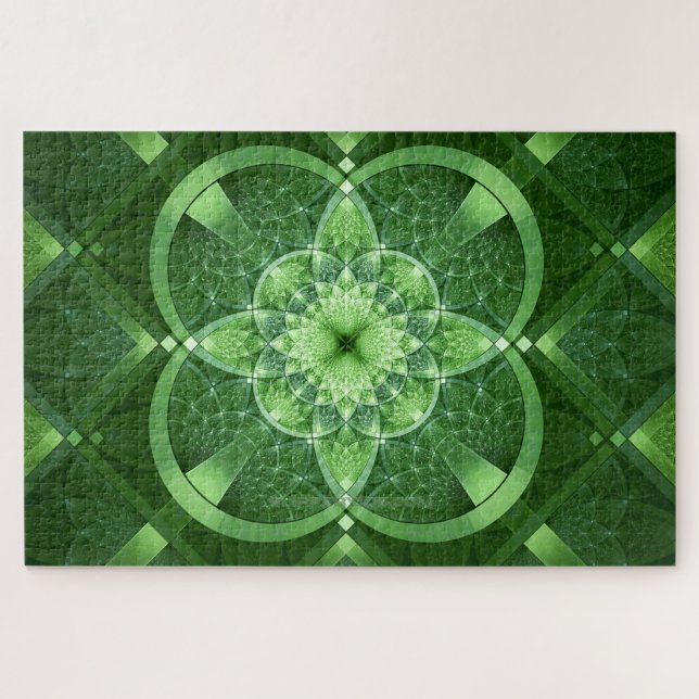 SlipperyJoe's St. Patrick's Day Fractal vortex hol Jigsaw Puzzle (Horizontal)