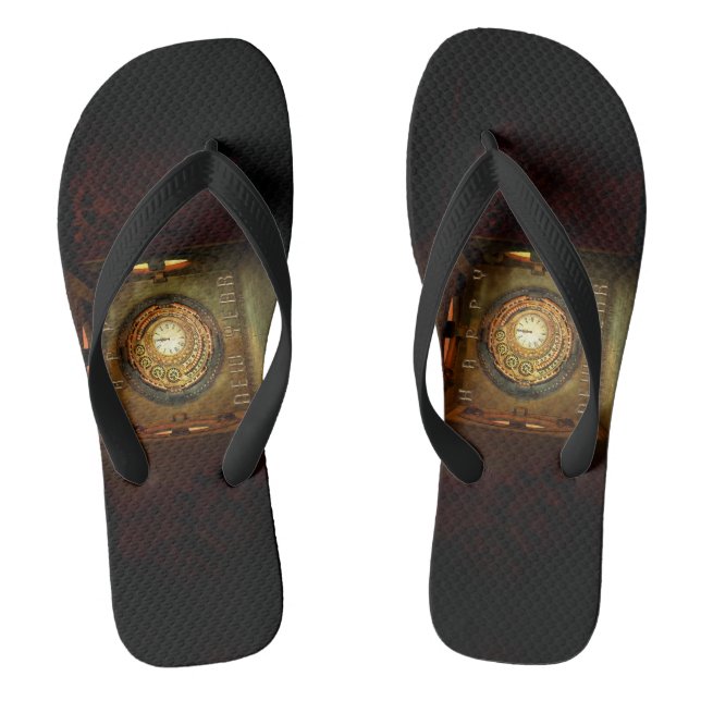SlipperyJoe's steampunk-themed New Year round meta Flip Flops (Footbed)