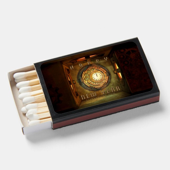 SlipperyJoe's steampunk-themed New Year round meta Matchboxes (Front Open)