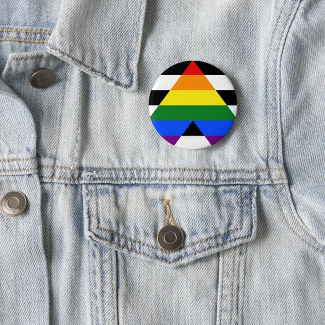 SlipperyJoe's Straight Ally Flag gay gifts LGBTQIA Button (In Situ)